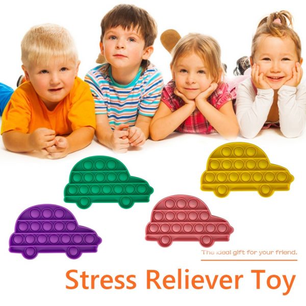 Car Shape Push POP Bubble Sensory Autism Needs Stress Reliever Toy Anti stress Funny POPs It 2 - Popping Fidgets