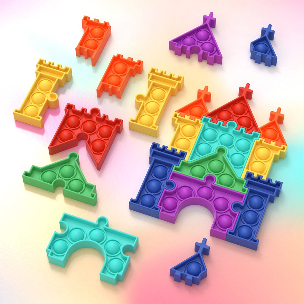 Pops Fidget Castle Puzzle Reliver Stress Toys Rainbow Push It Bubble Antistress Toys Adult Children Autism 1 - Popping Fidgets