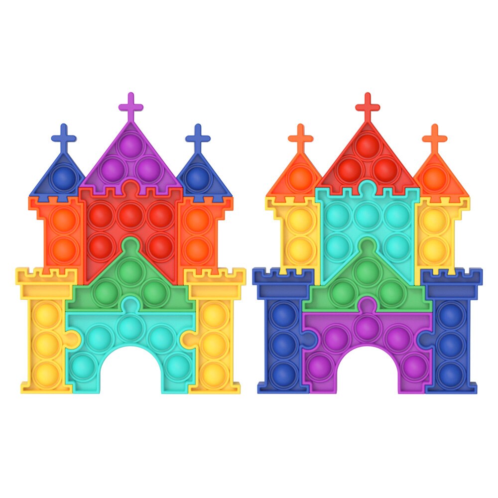 Pops Fidget Castle Puzzle Reliver Stress Toys Rainbow Push It Bubble Antistress Toys Adult Children Autism 4 - Popping Fidgets