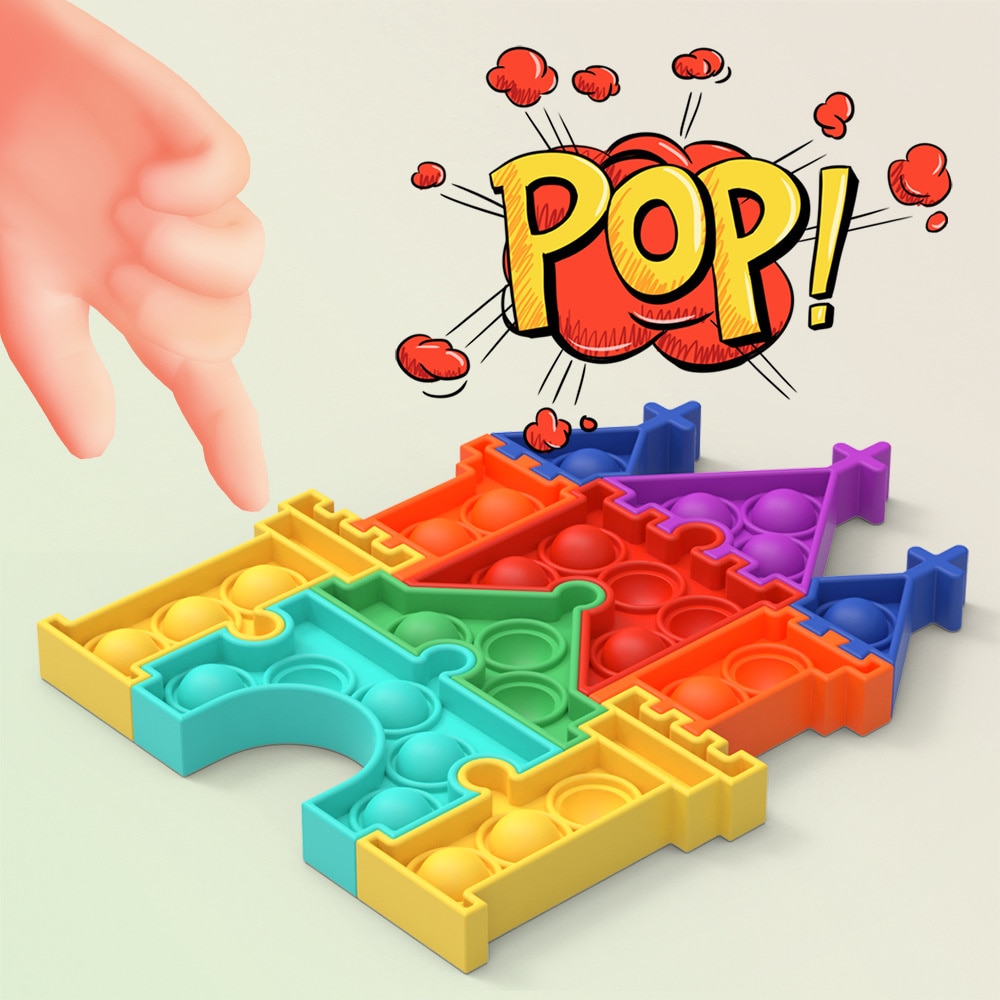 Pops Fidget Castle Puzzle Reliver Stress Toys Rainbow Push It Bubble Antistress Toys Adult Children Autism - Popping Fidgets
