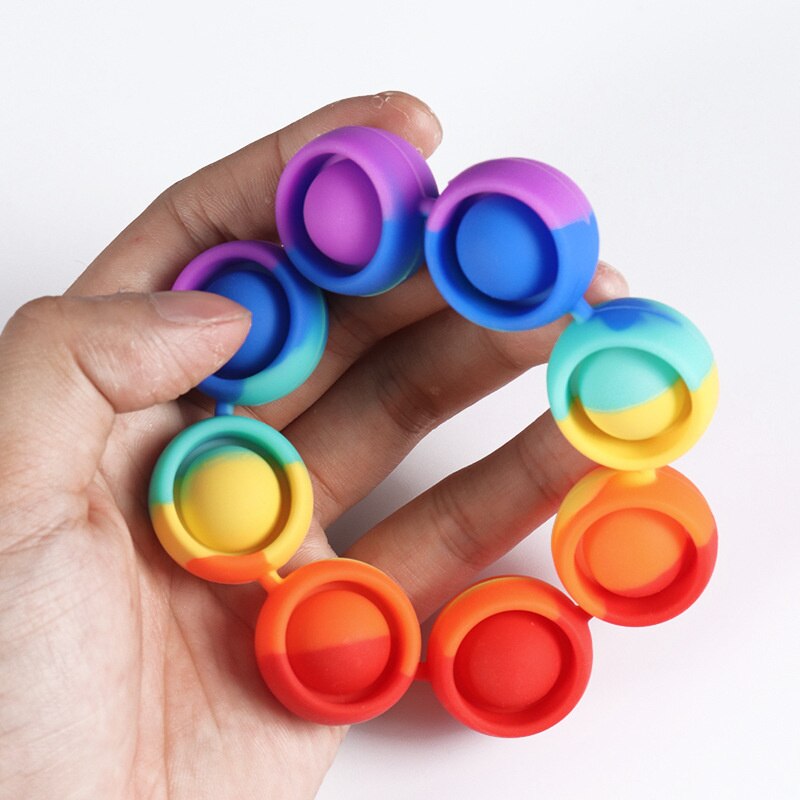Pops Fidget Reliver Stress Toys Rainbow Bracelet Push It Bubble Antistress Toys Adult Children Sensory Toy 1 - Popping Fidgets