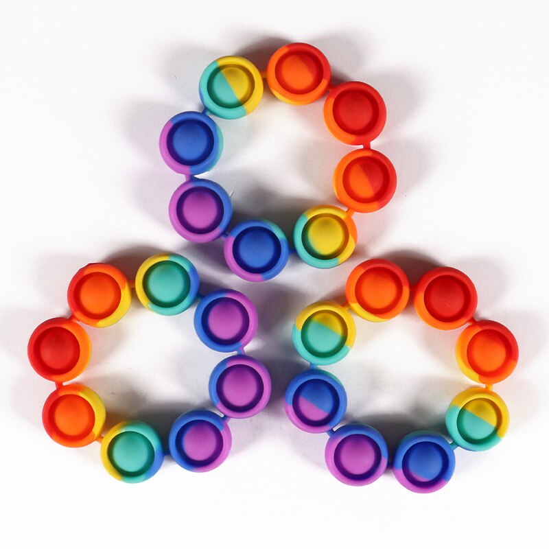 Pops Fidget Reliver Stress Toys Rainbow Bracelet Push It Bubble Antistress Toys Adult Children Sensory Toy 4 - Popping Fidgets