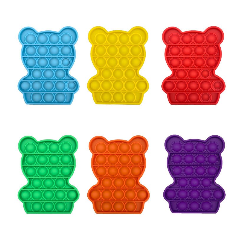 Simple Push Pop It Figet Toys Bear Cute Shape Anti Stress Bubble Sensory Stress Relief Autism 5 - Popping Fidgets