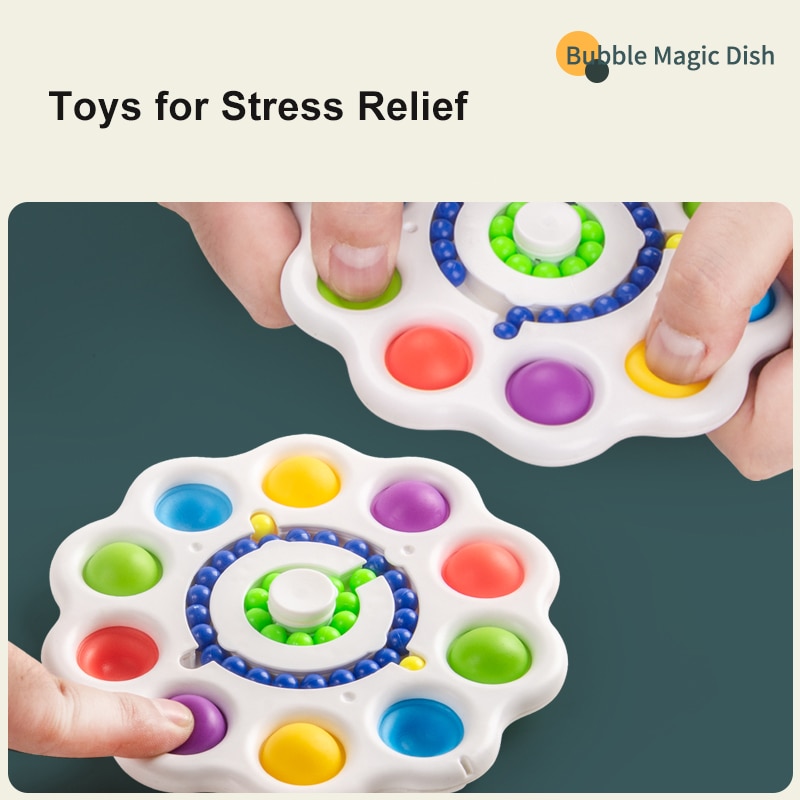 Colorful Pop It Fidget 10 Sides Spinner for Stress Relief