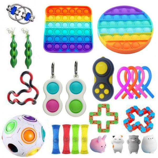Fidget Toys Anti Stress Set Strings Relief Pack Gift for Adults Children Figet Sensory Squishy Relief 2 - Popping Fidgets
