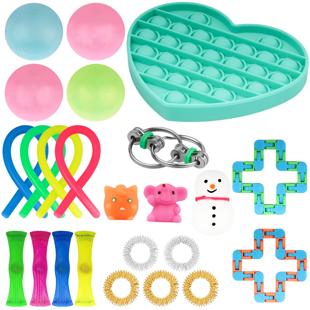 Top Popits Children Fidget Toys Fidget Toys Set 30 Pack Sensory Toys Set  Toys For Reducing The Stress And Anxiet Simple Dimple