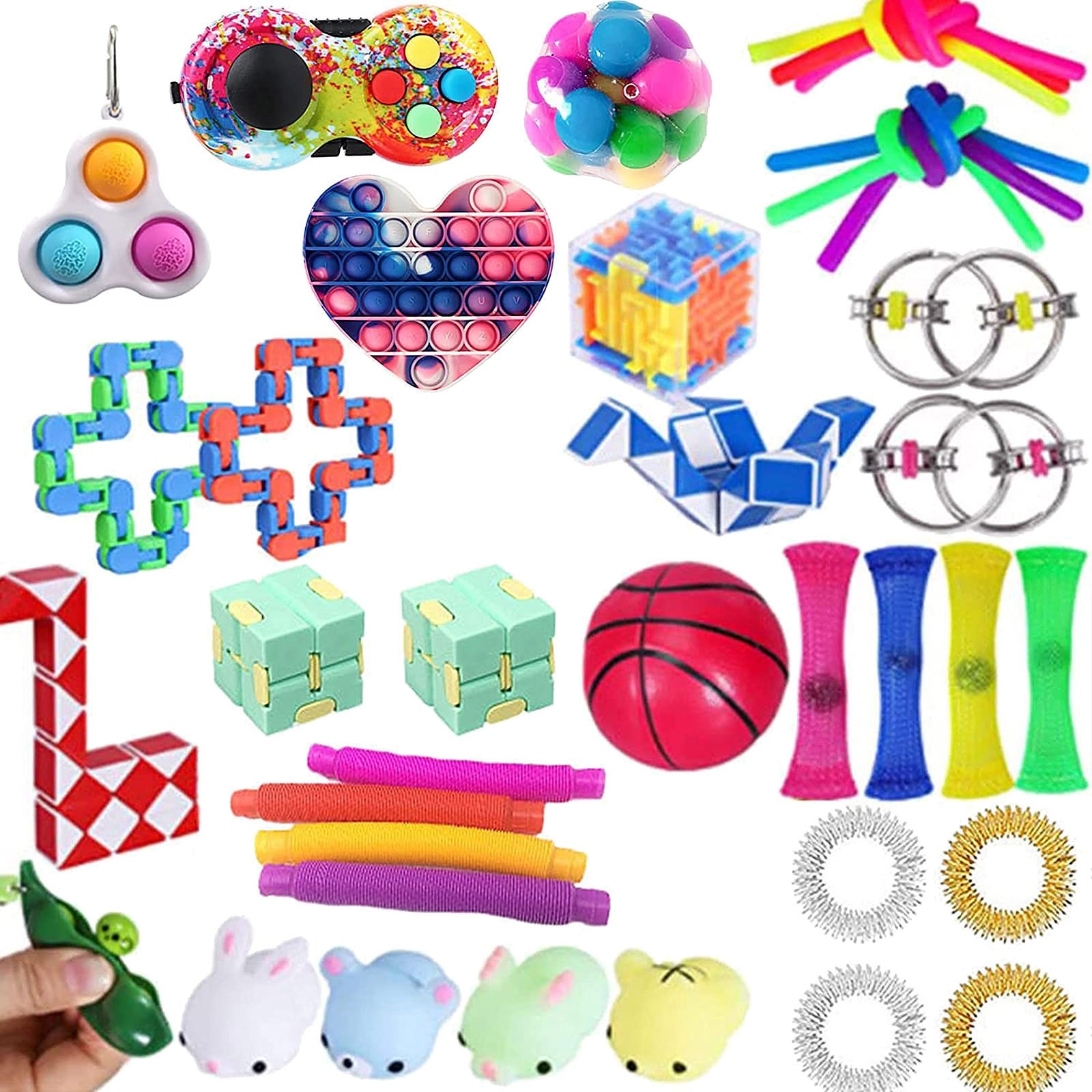 100Stk Fidget Sensory Toy Pack Simple Dimple Sensorisch Spielzeug Set Antistress 