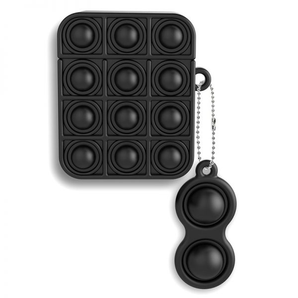 Plain Bubble Pop Fidget Sensory Toys Silicone EarPods Case Box Cover With Simple Dimple Keychain For 3 - Popping Fidgets