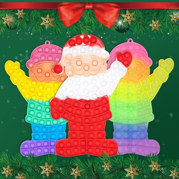 New Santa Claus Stress Relif Push Bubble Rainbow Antistress Adults Toys Children Sensory Autism Fidget Toy 5 - Popping Fidgets