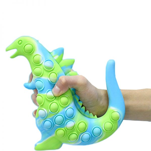 21Cm Pop It 3D Luminous Godajzilla Monster Dinosaur Decompression Silicone Bubble Music Game Toy Rainbow Press 3 - Popping Fidgets